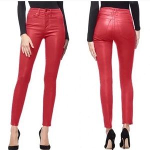 R+A red leather high waist pants 29